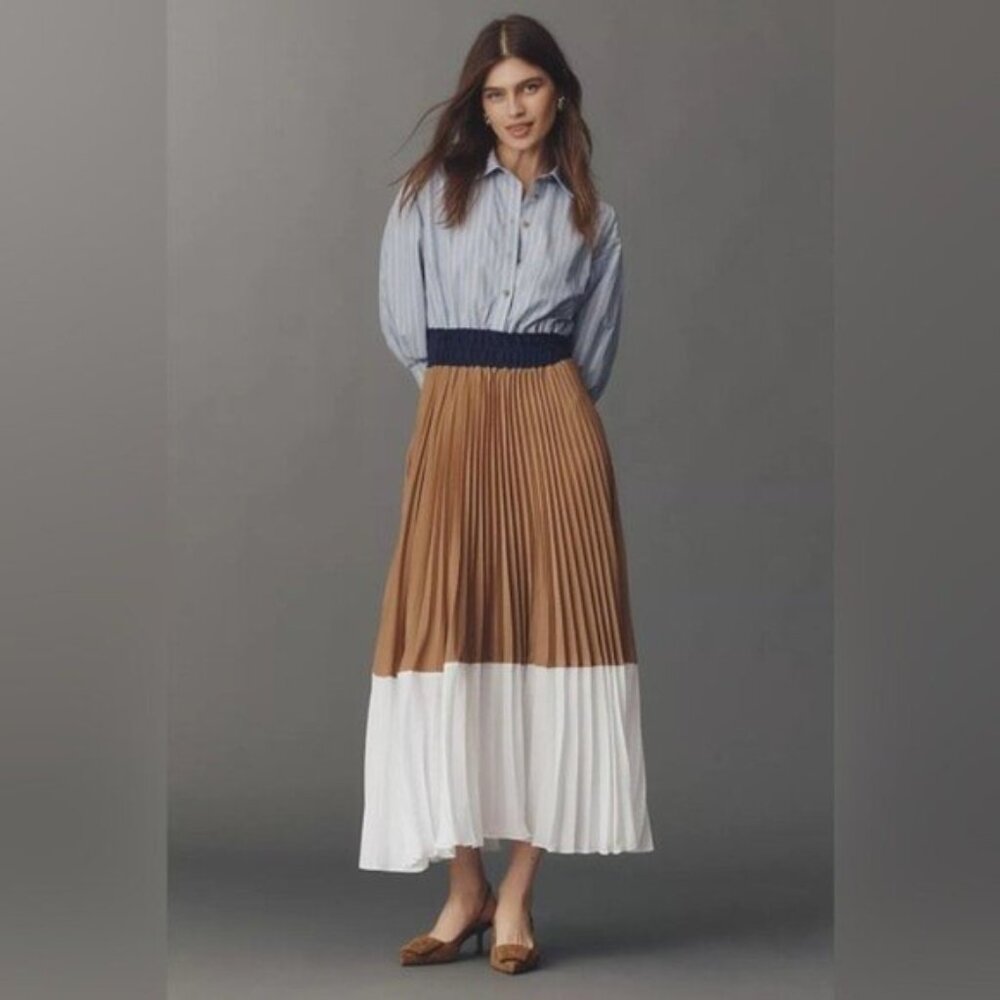 NWT Size XS - The Somerset Colorblock Pleated Twofer Maxi Dress (NWT US$ 228)